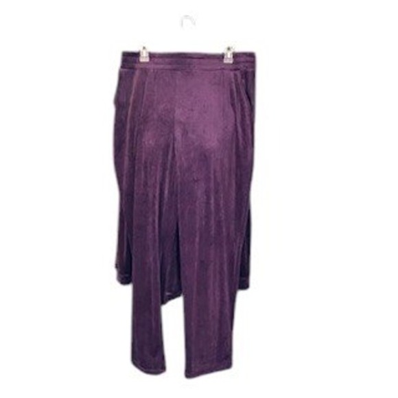 Magaschoni Velvet Lounge Set Cowl Neck Top & Pants Plum XL Comfy Soft - Picture 4 of 7